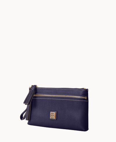 Saffiano Double Zip Wristlet