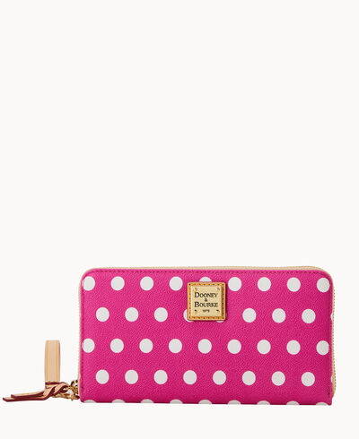 Polka Dot Large Zip Around Wallet