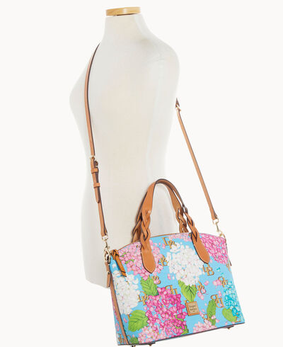 Hydrangea Monogram Celeste Satchel