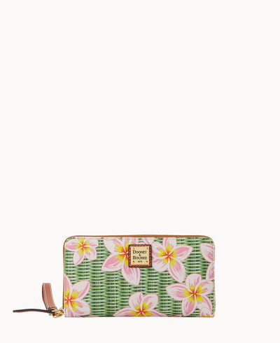 Plumeria Large Zip Around Wristlet