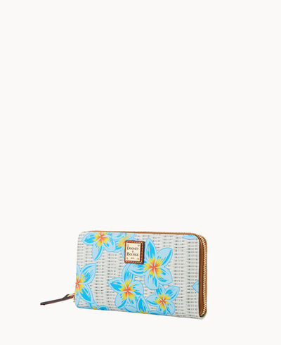 Plumeria Large Zip Around Wristlet