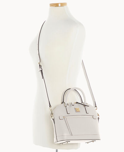 Saffiano Small Domed Zip Satchel
