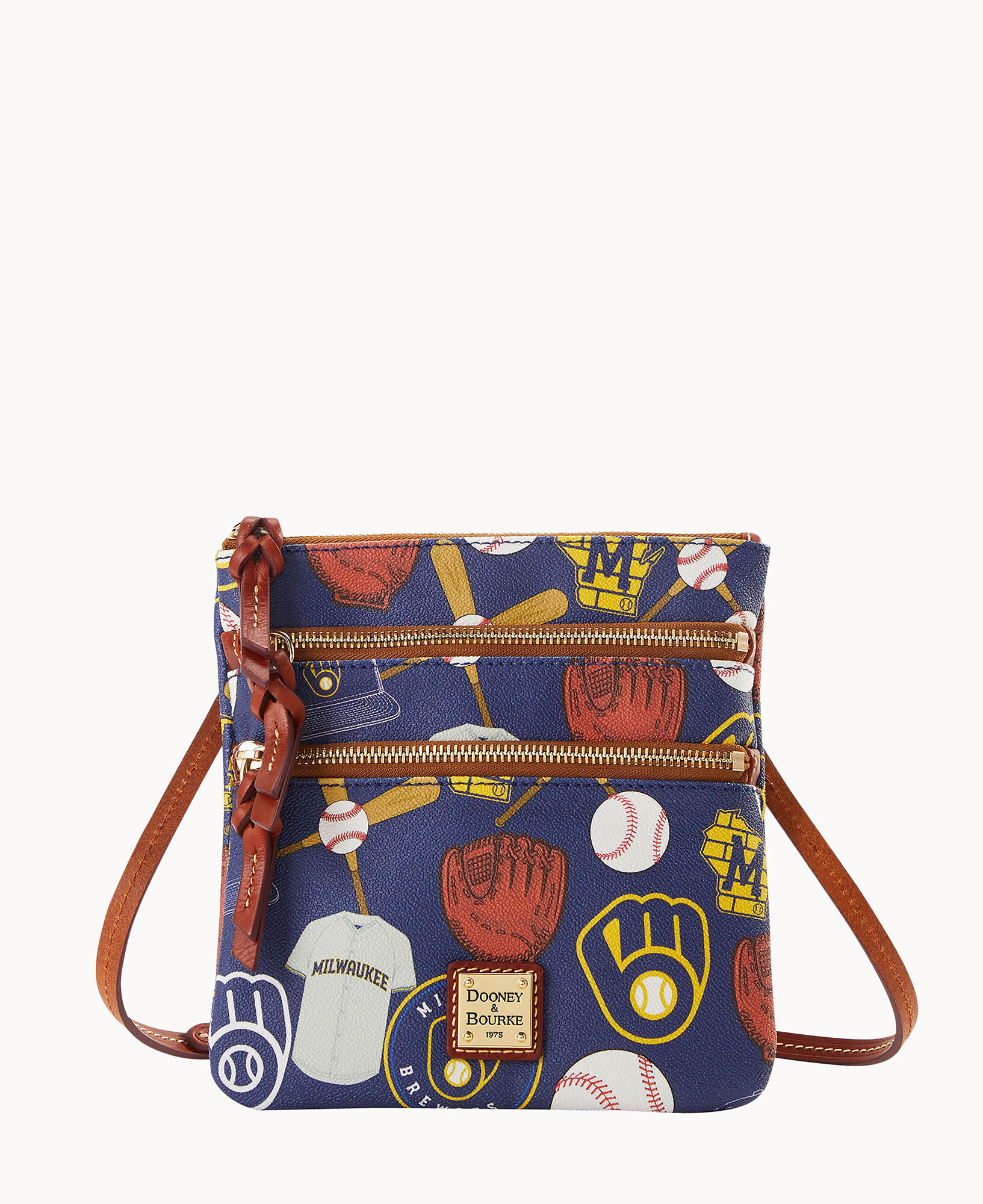Dooney Bourke MLB Brewers North South Triple Zip Crossbody