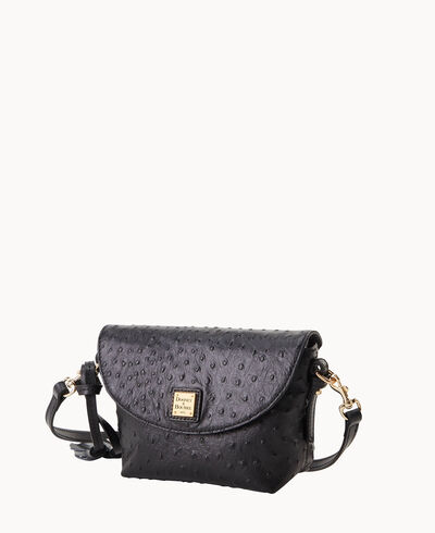 Ostrich Crossbody Saddle Bag