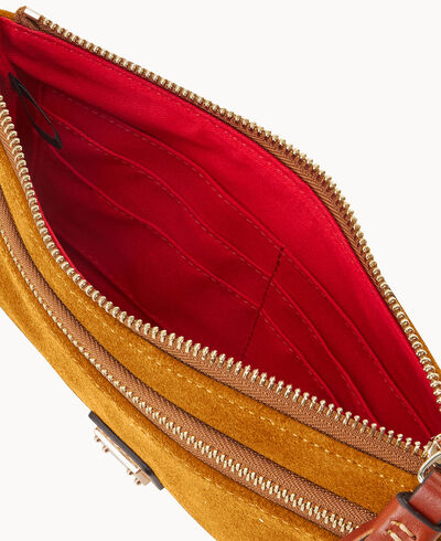 Suede Double Zip Wristlet