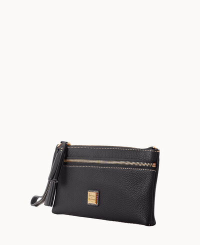 Pebble Grain Double Zip Wristlet