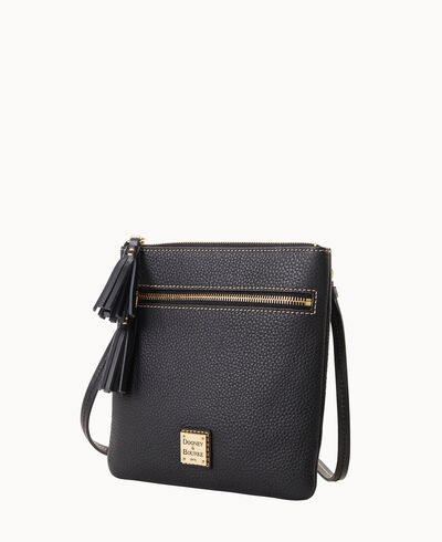Pebble Grain Double Zip Tassel Crossbody