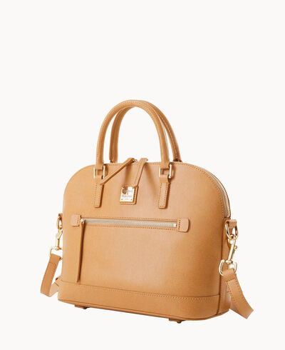 Saffiano Domed Zip Satchel