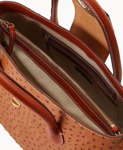 Ostrich Turnlock Handle Tote 30