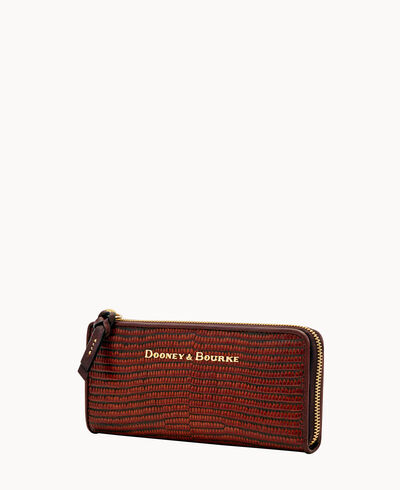 Embossed Lizard Zip Clutch