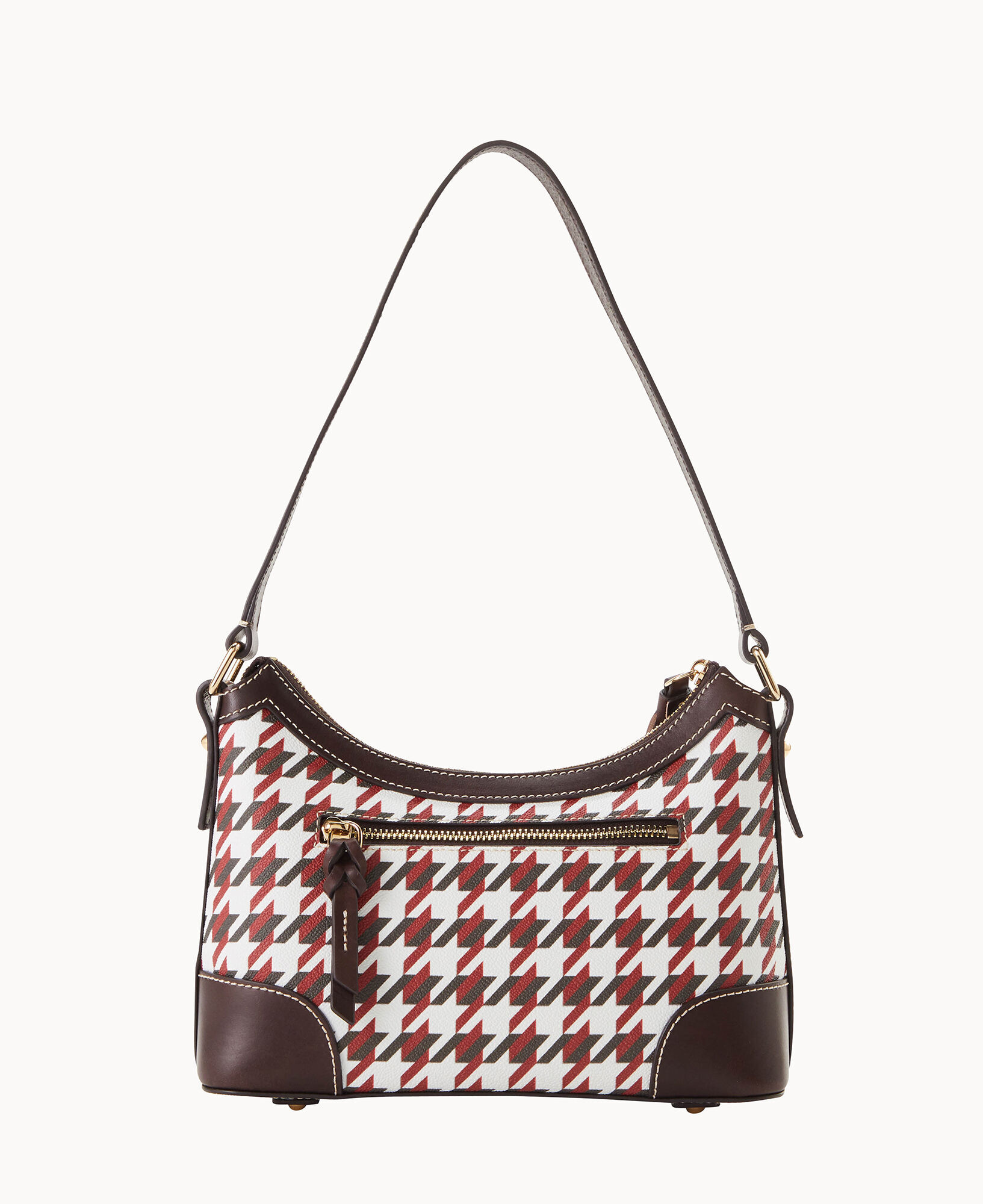 Houndstooth Shoulder Tote Bag Black With Bag Charm