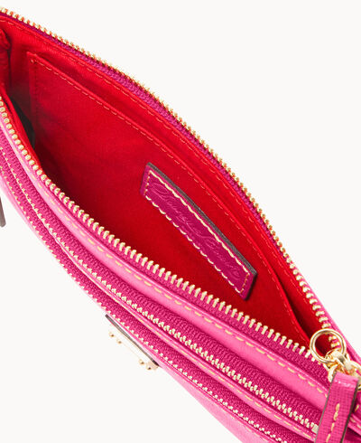 Saffiano Triple Zip Wristlet