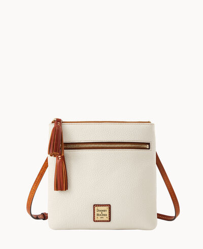 Pebble Grain Double Zip Tassel Crossbody