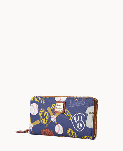 MLB Brewers Large Zip Around Wristlet