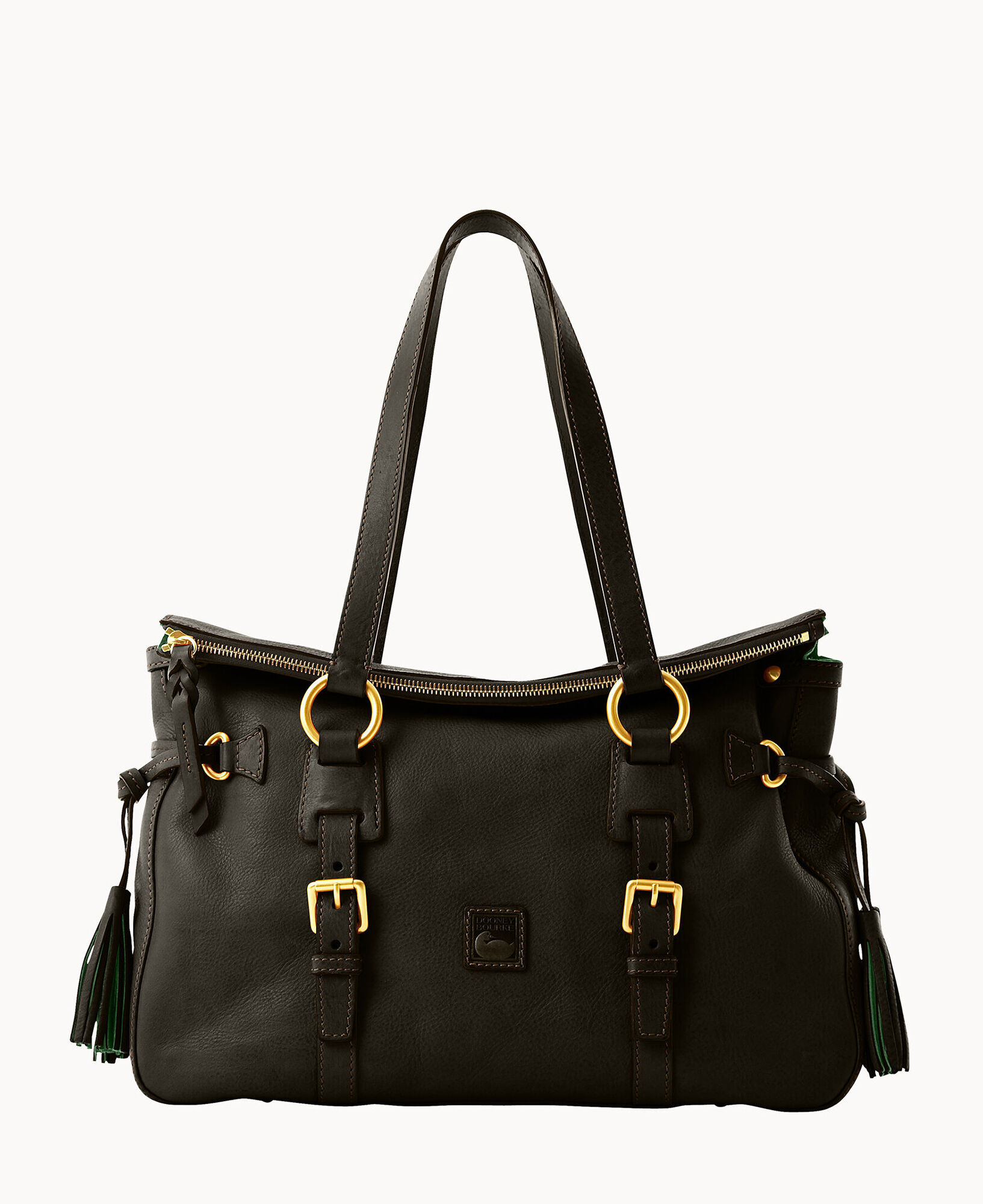 Pebble grain double strap tassel bag sale