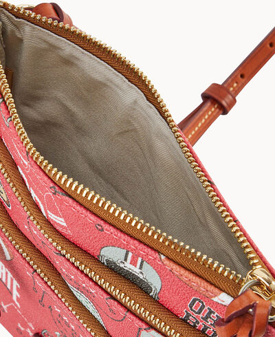 Collegiate Ohio State University North South Triple Zip Crossbody