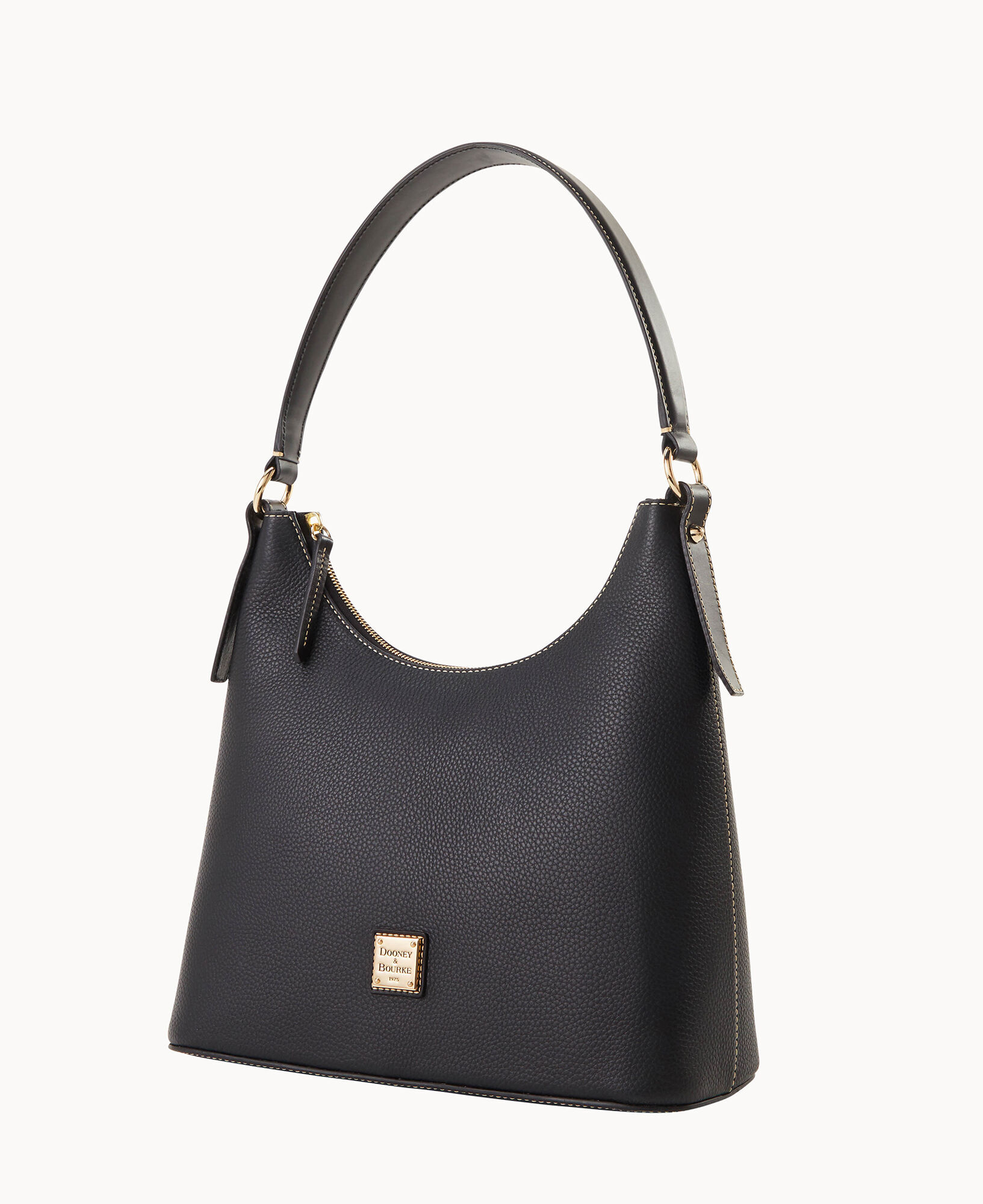 Dooney Bourke Textured Pebble Grain Leather Hobo Bag Black