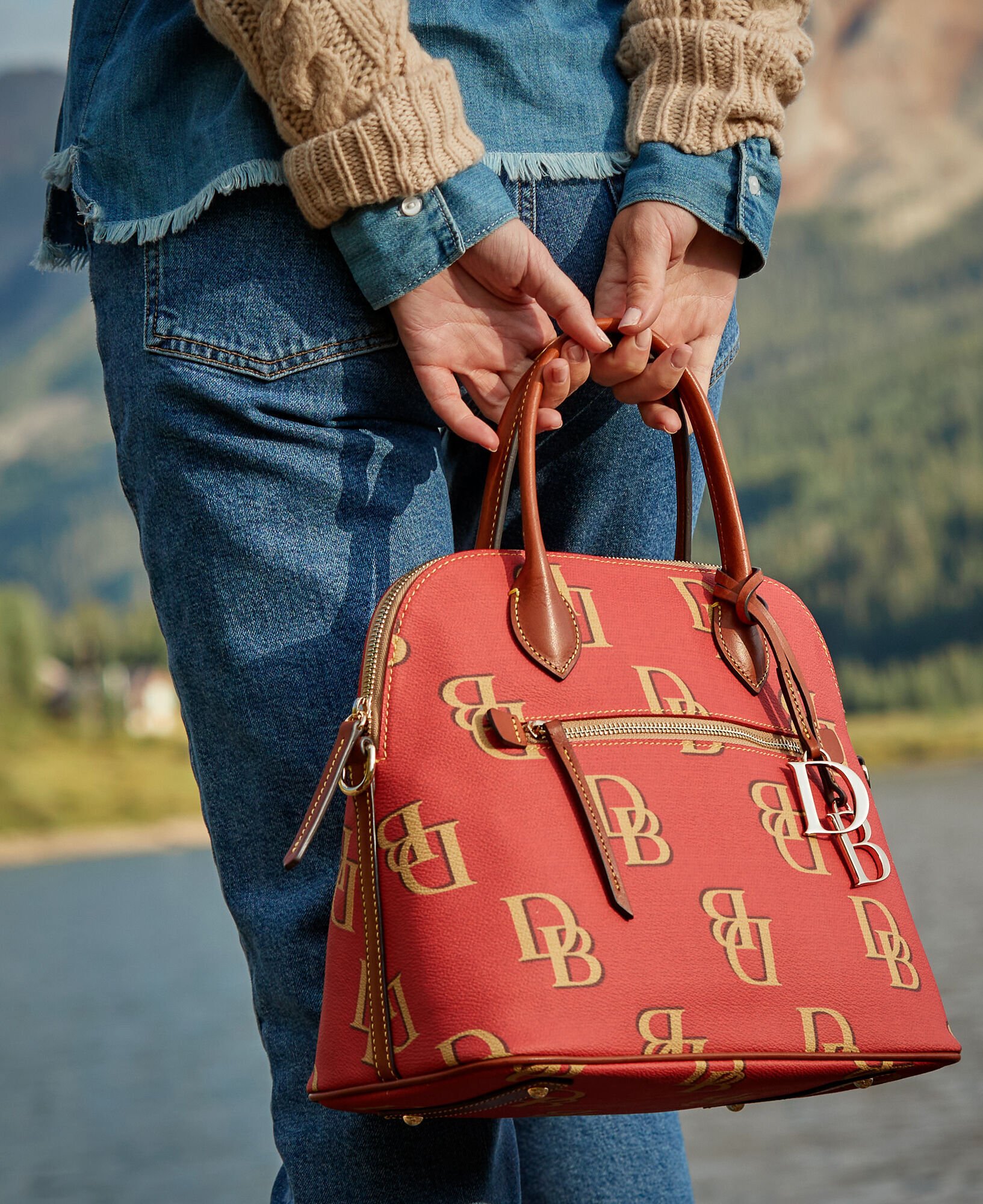 Dooney Bourke Monogram Large Domed Satchel