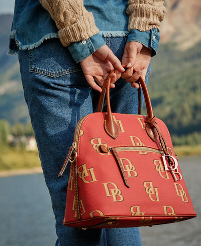 Dooney & Bourke Ostrich Domed Zip Satchel Bag