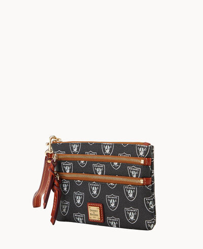 NFL Raiders Triple Zip Wristlet