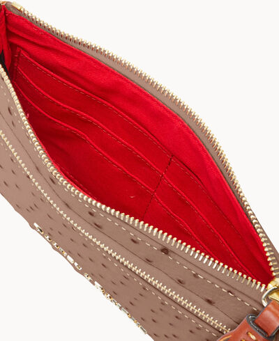 Ostrich Double Zip Wristlet