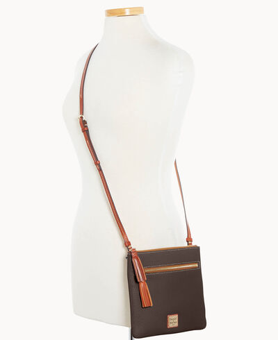 Pebble Grain Double Zip Tassel Crossbody