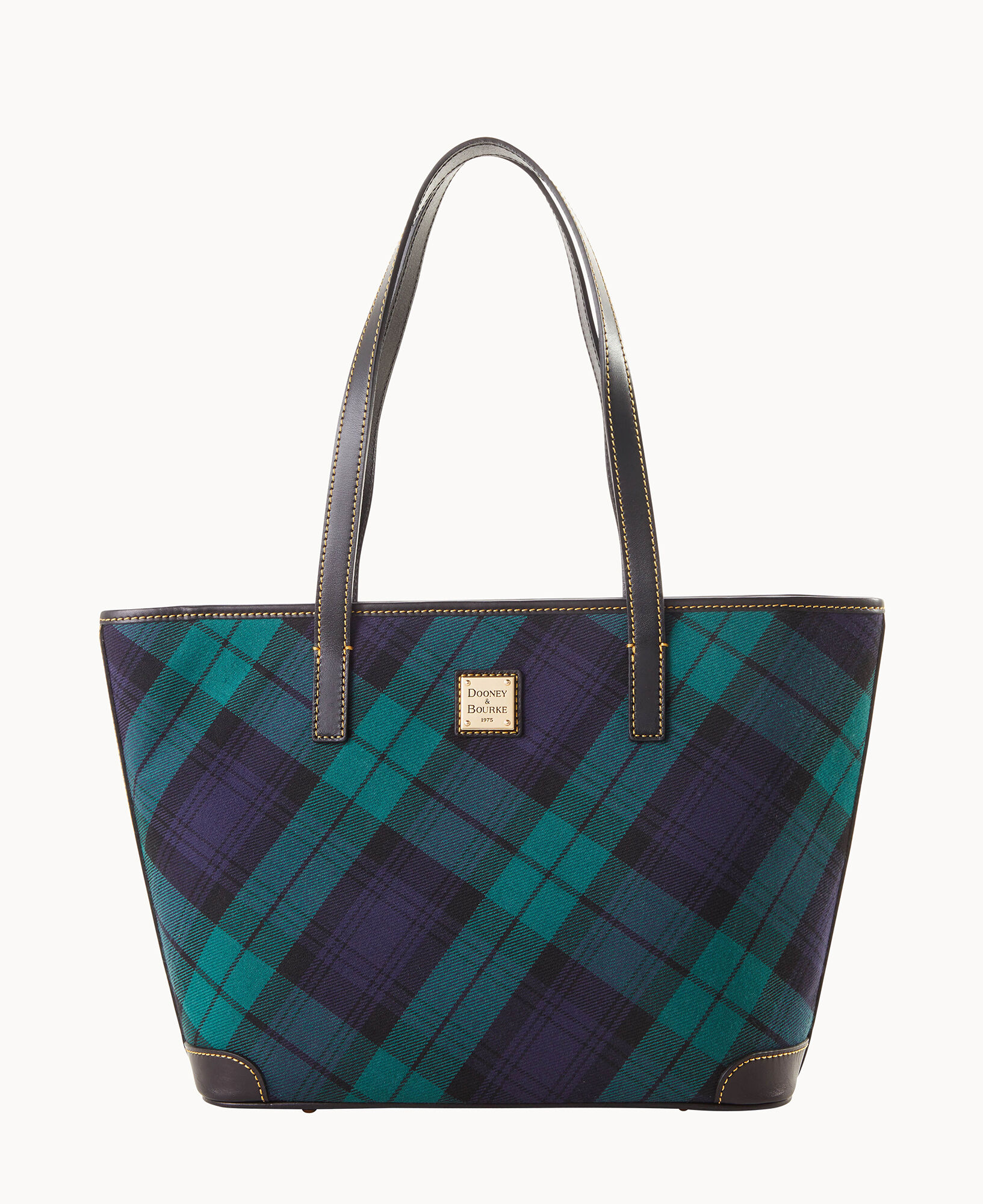Buy the Womens Purple Plaid Bag Charm Inner Zip Pocket Double