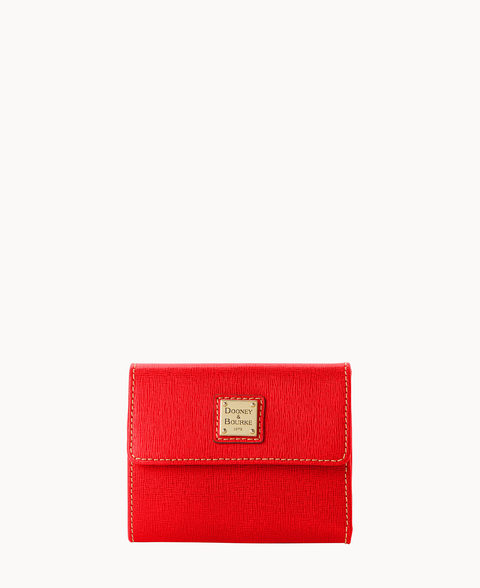 Fiery Red Leather Small Saffiano Compact Wallet