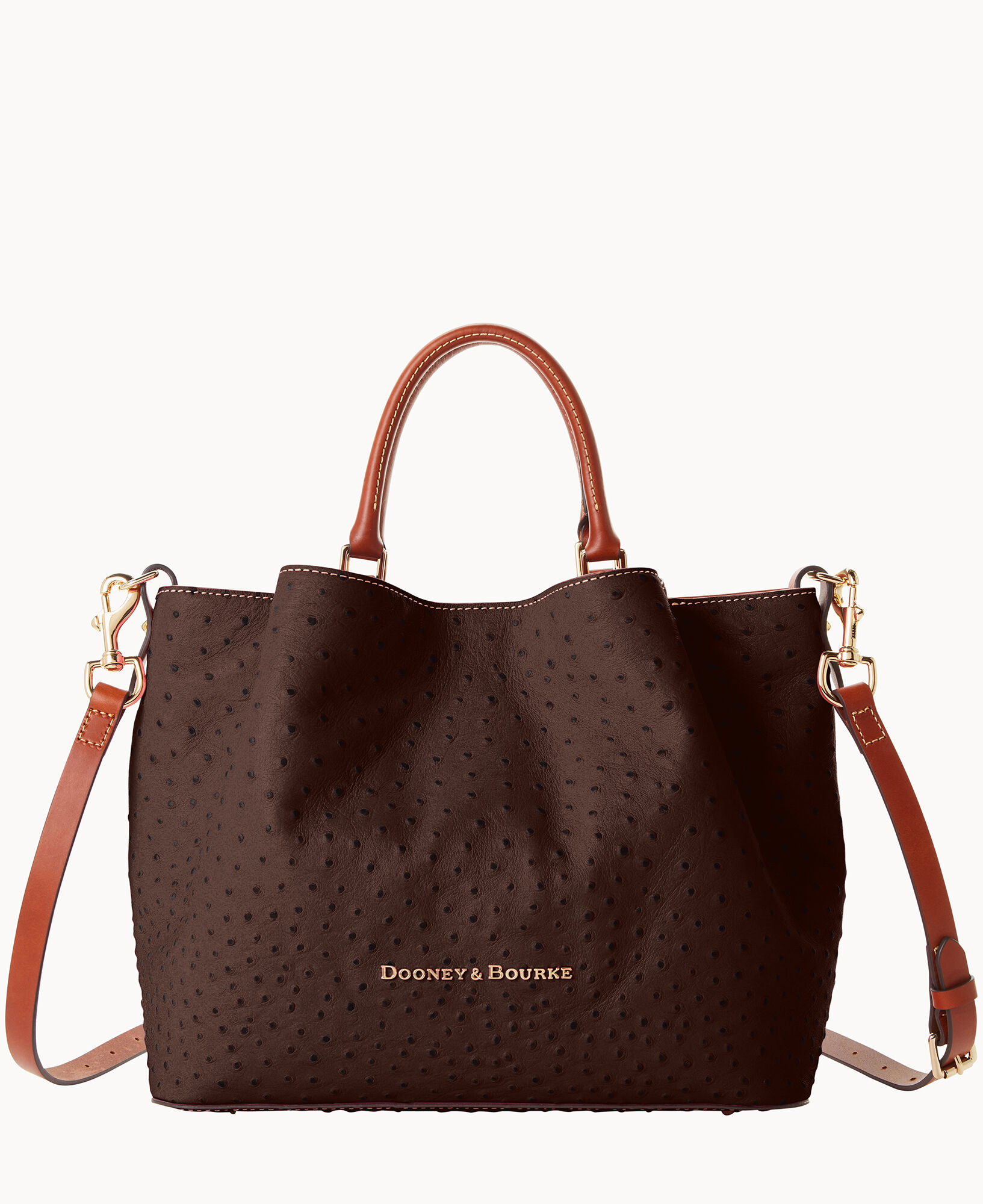 Dooney & Bourke Ostrich Large Logo Lock Tote