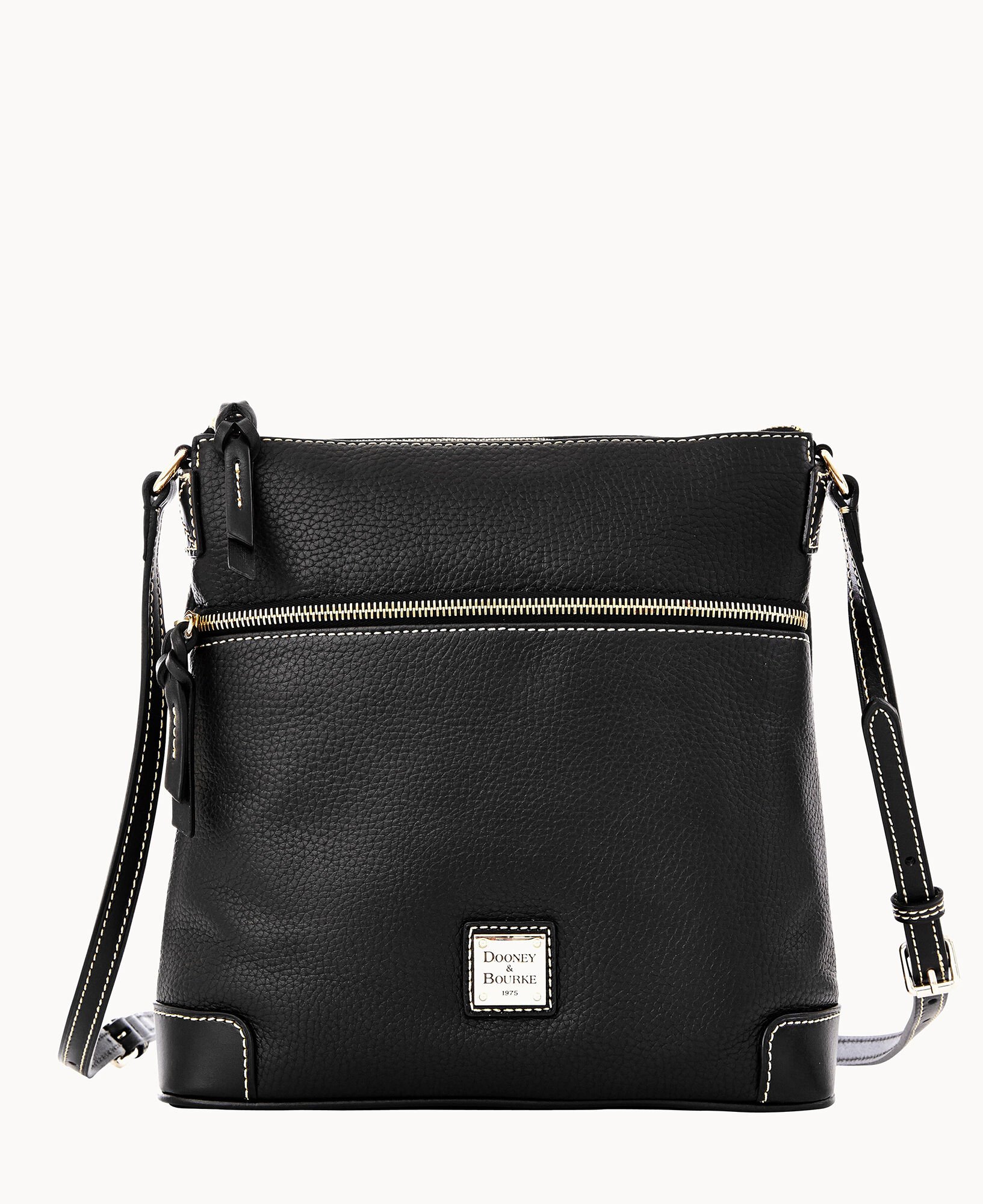 Dooney & Bourke Pebble Leather Small Zip Crossbody Bag Black Shoulder Purse