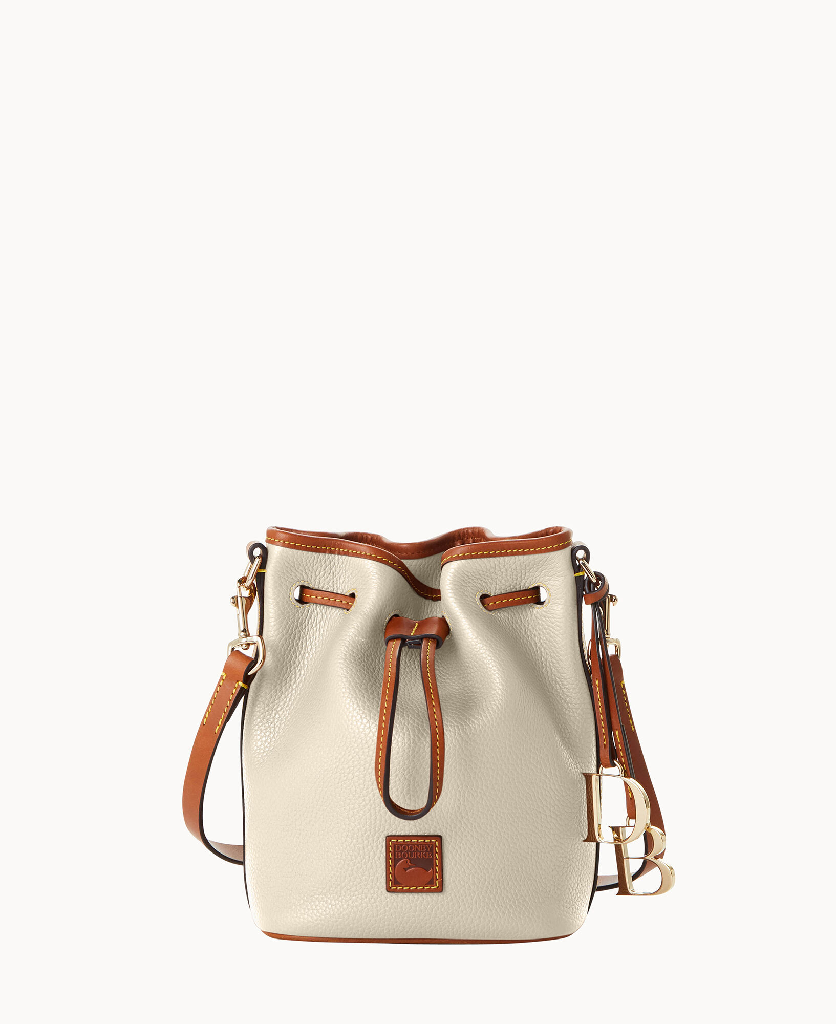 Dooney & Bourke Light Brown Leather Bucket Drawstring Shoulder Bag