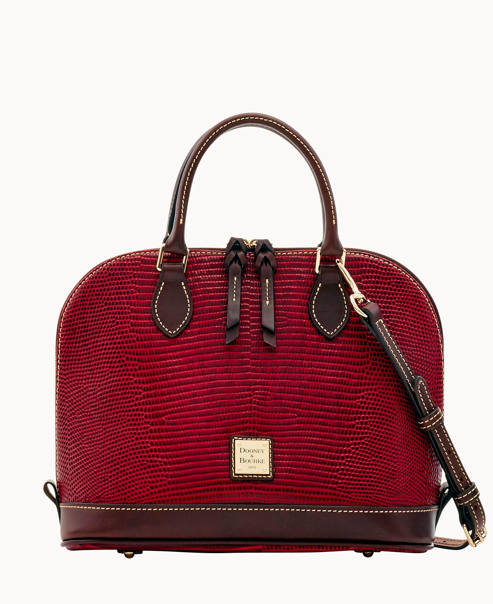 Dooney and bourke lizard top embossed zip zip satchel