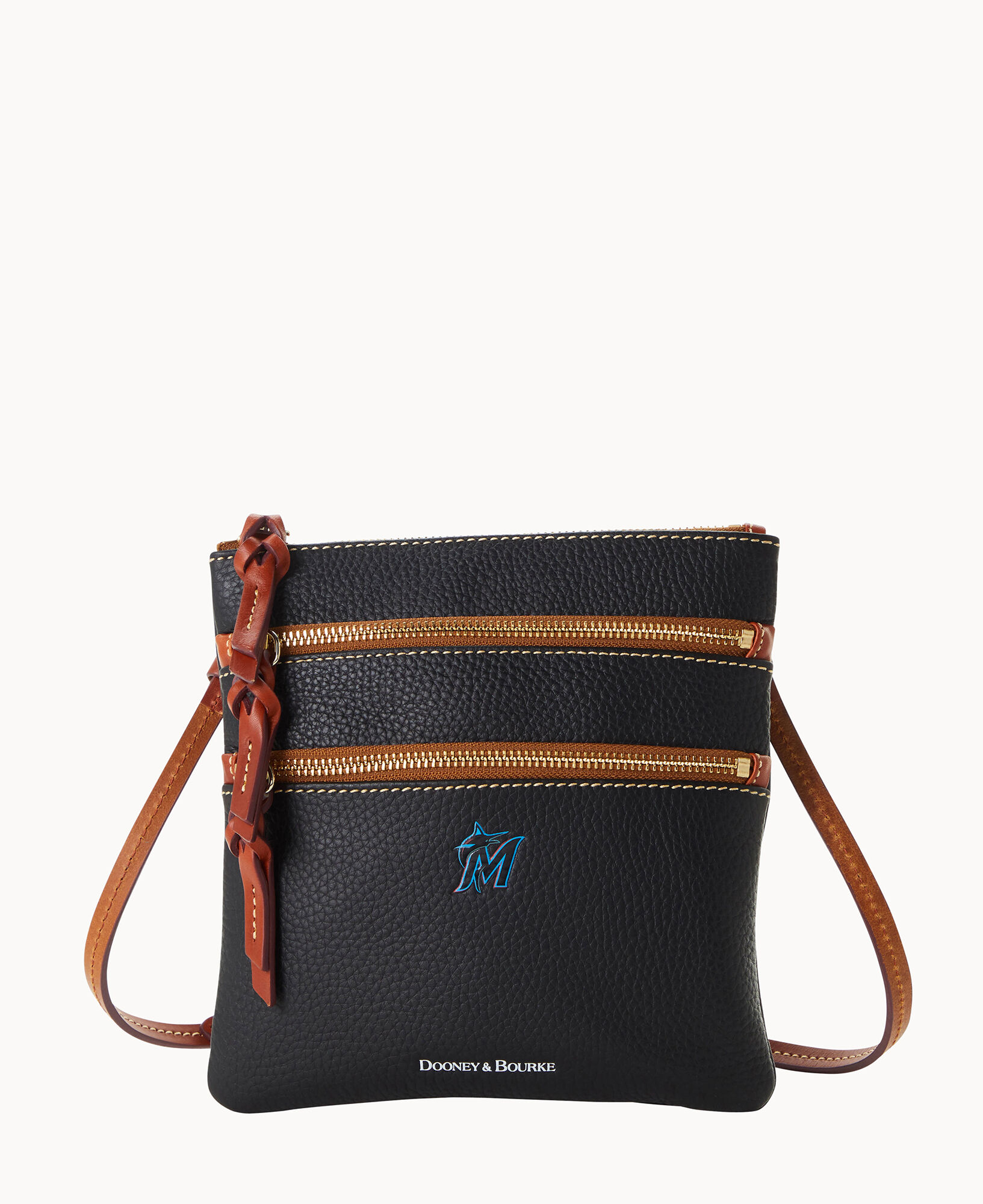 Dooney and bourke pebble top leather triple zip crossbody
