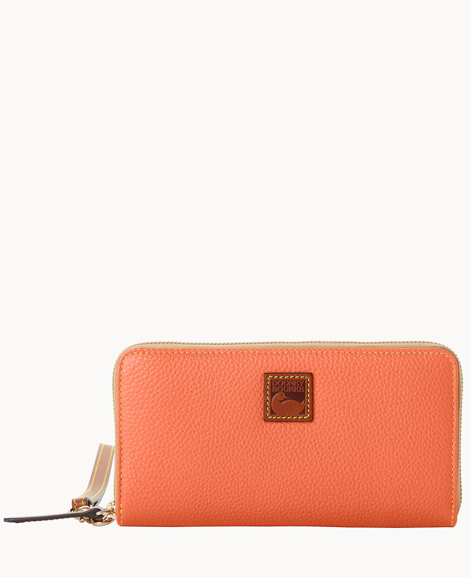 Dooney & Bourke Pebble Leather Large Zip Around Wristlet ,Geranium