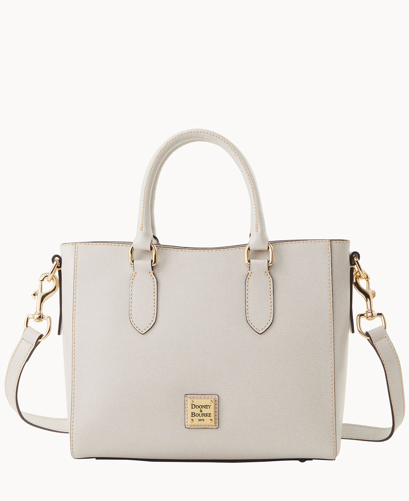 Dooney & Bourke Saffiano Leather Zip Satchel Off White Double Handled  Tote NWT
