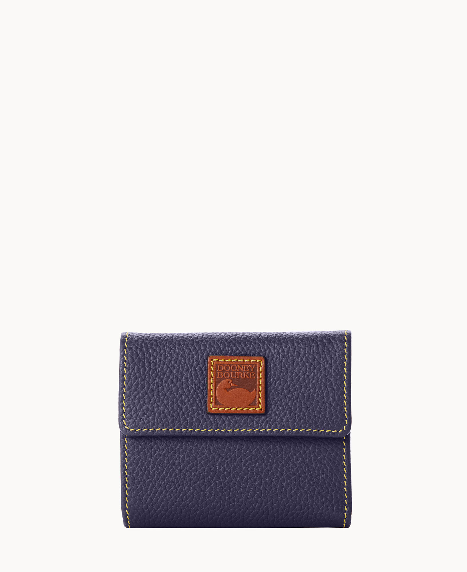 Pebble grain small top flap wallet