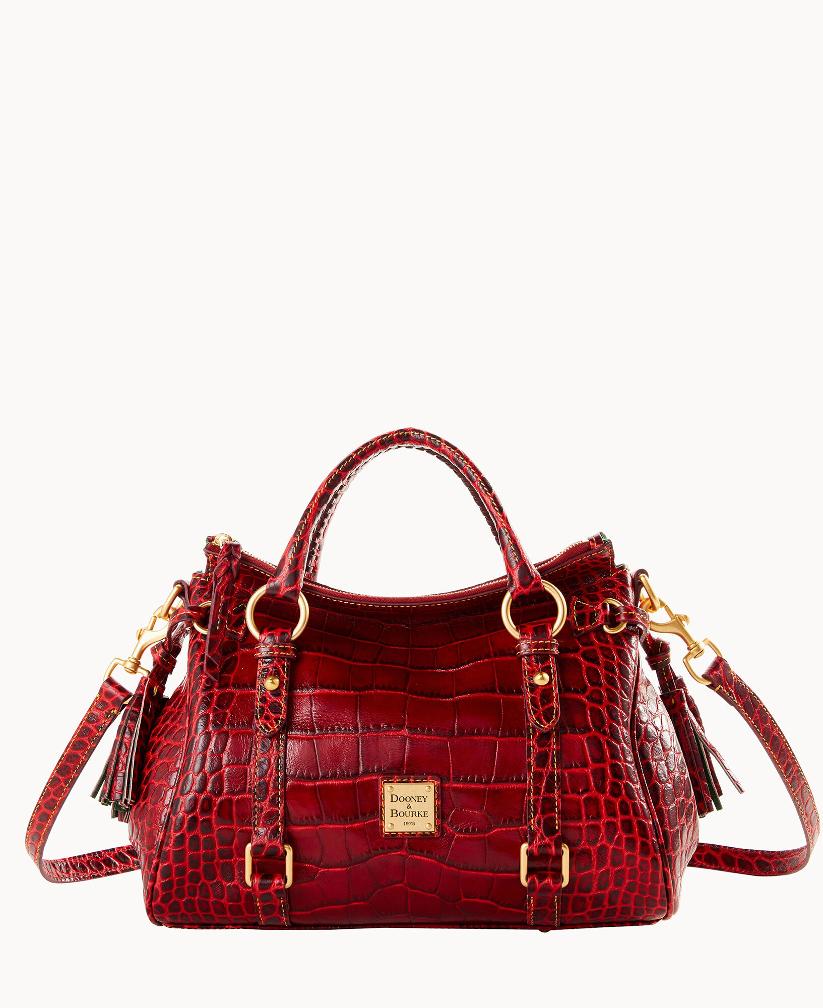 Dooney Bourke East/West Shoulder Bag Khaki w/red leather trim gold tone  hardware plandetransformacion.unirioja.es