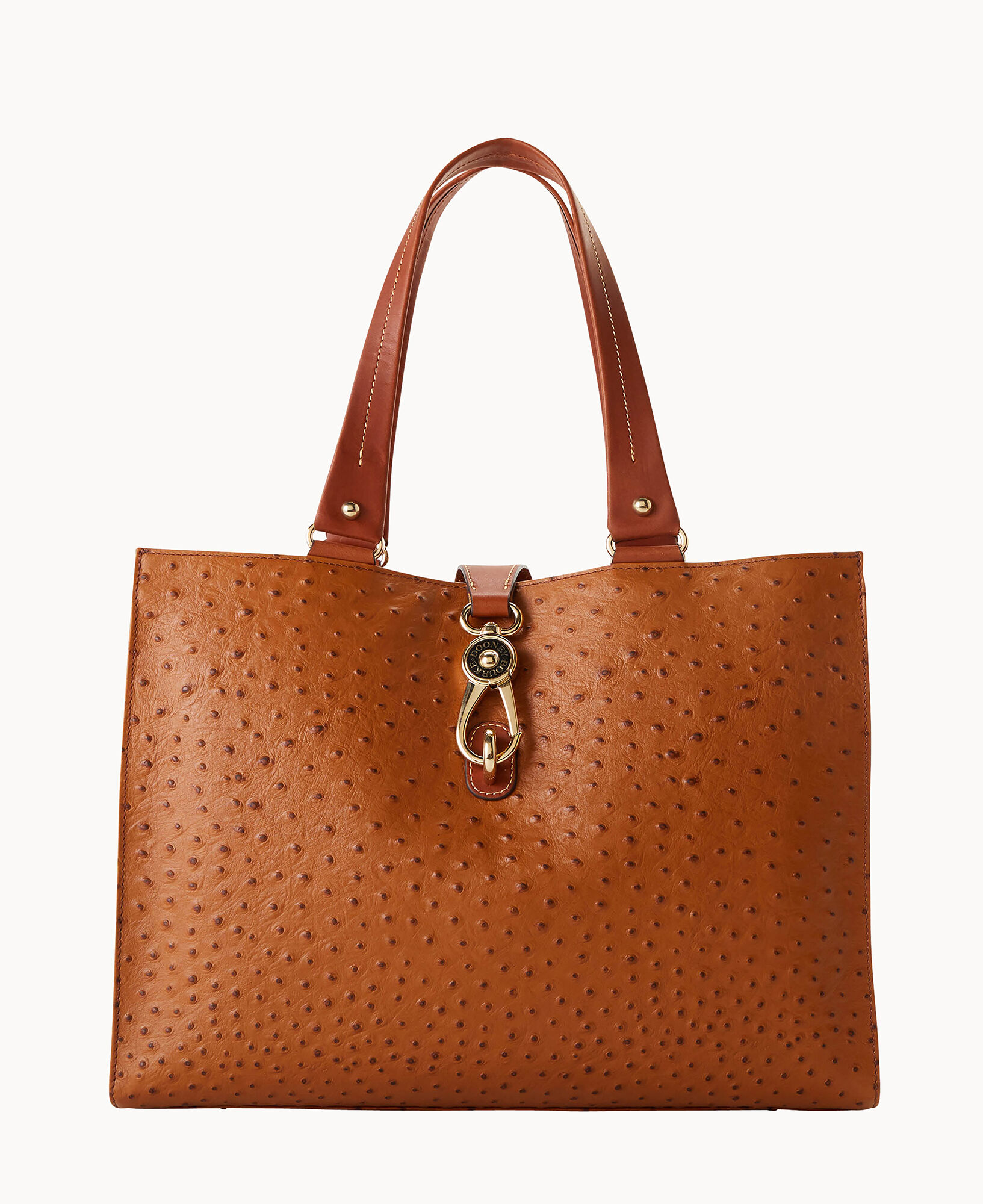 Dooney & Bourke Ostrich Large Logo Lock Tote