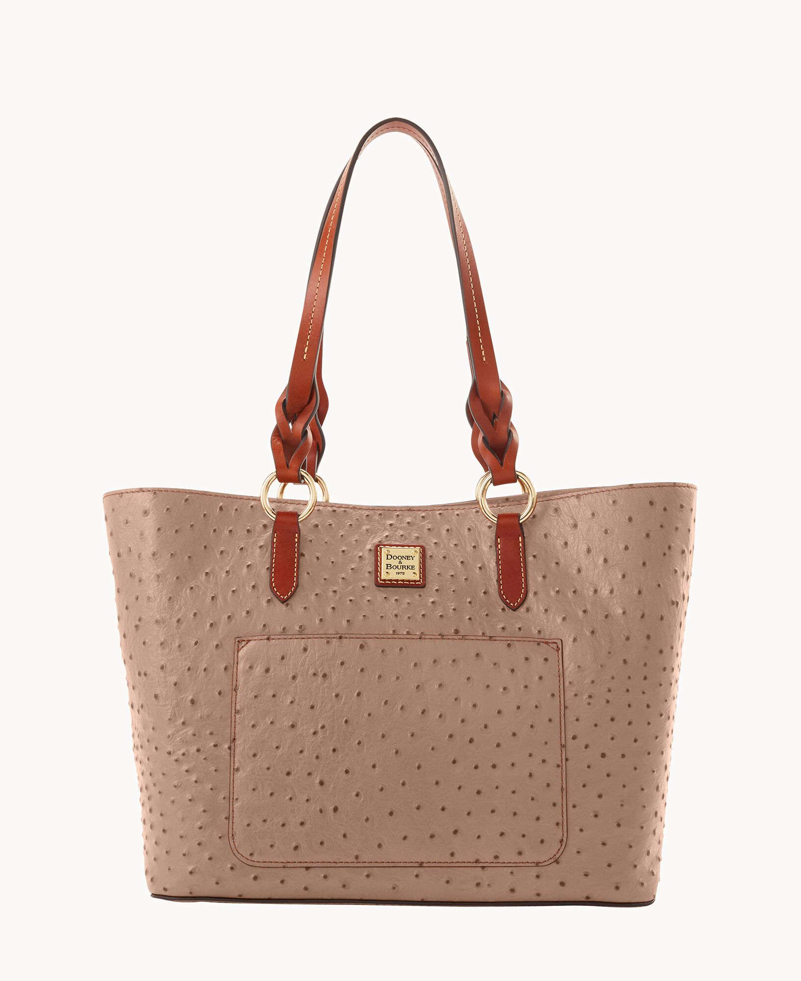 Linda | Ostrich leather tote bag – brown