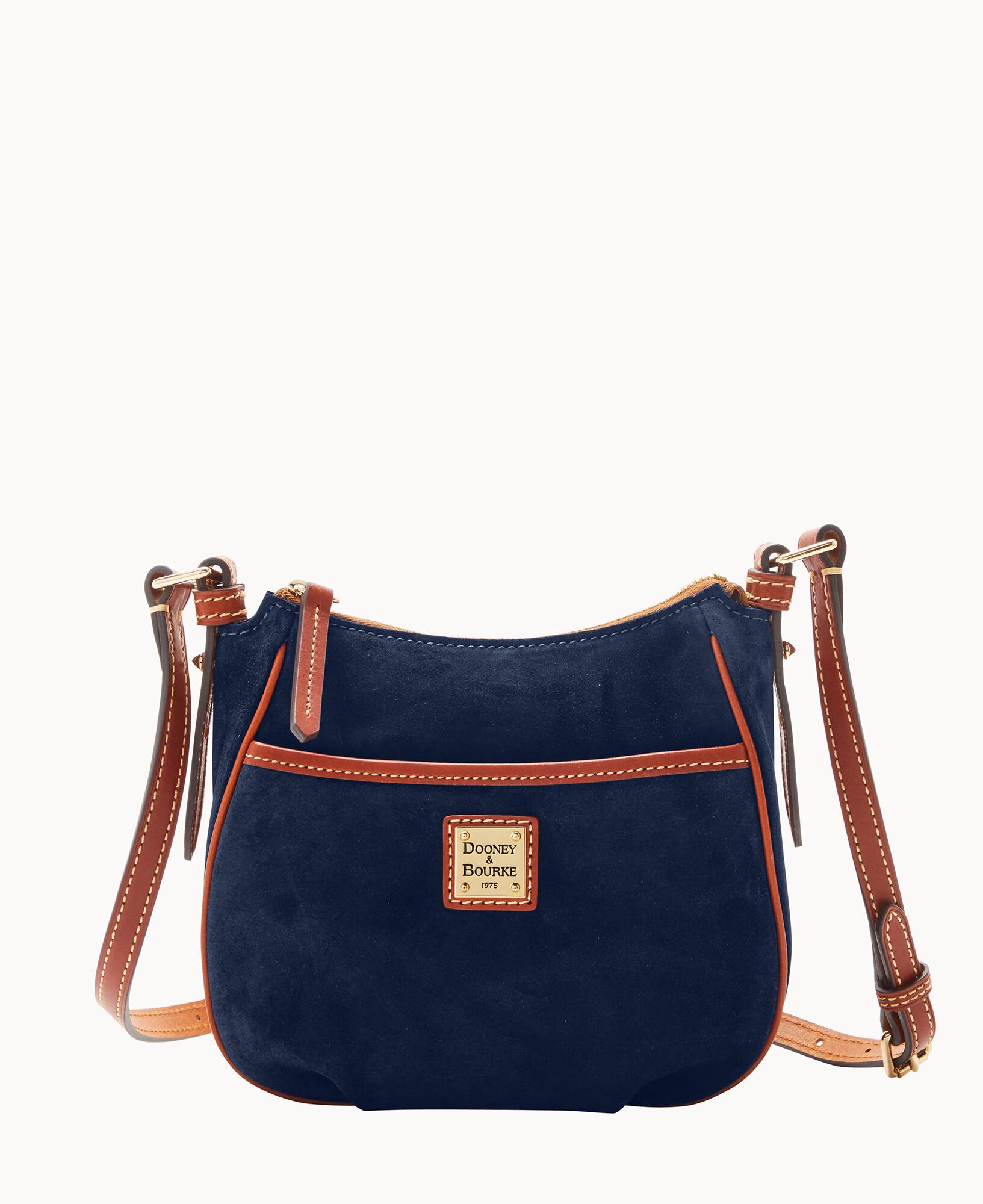 Rosaire « Margot » Women's Shoulder Handbag Genuine Suede & Smooth Calfskin  Leather Blue 76110