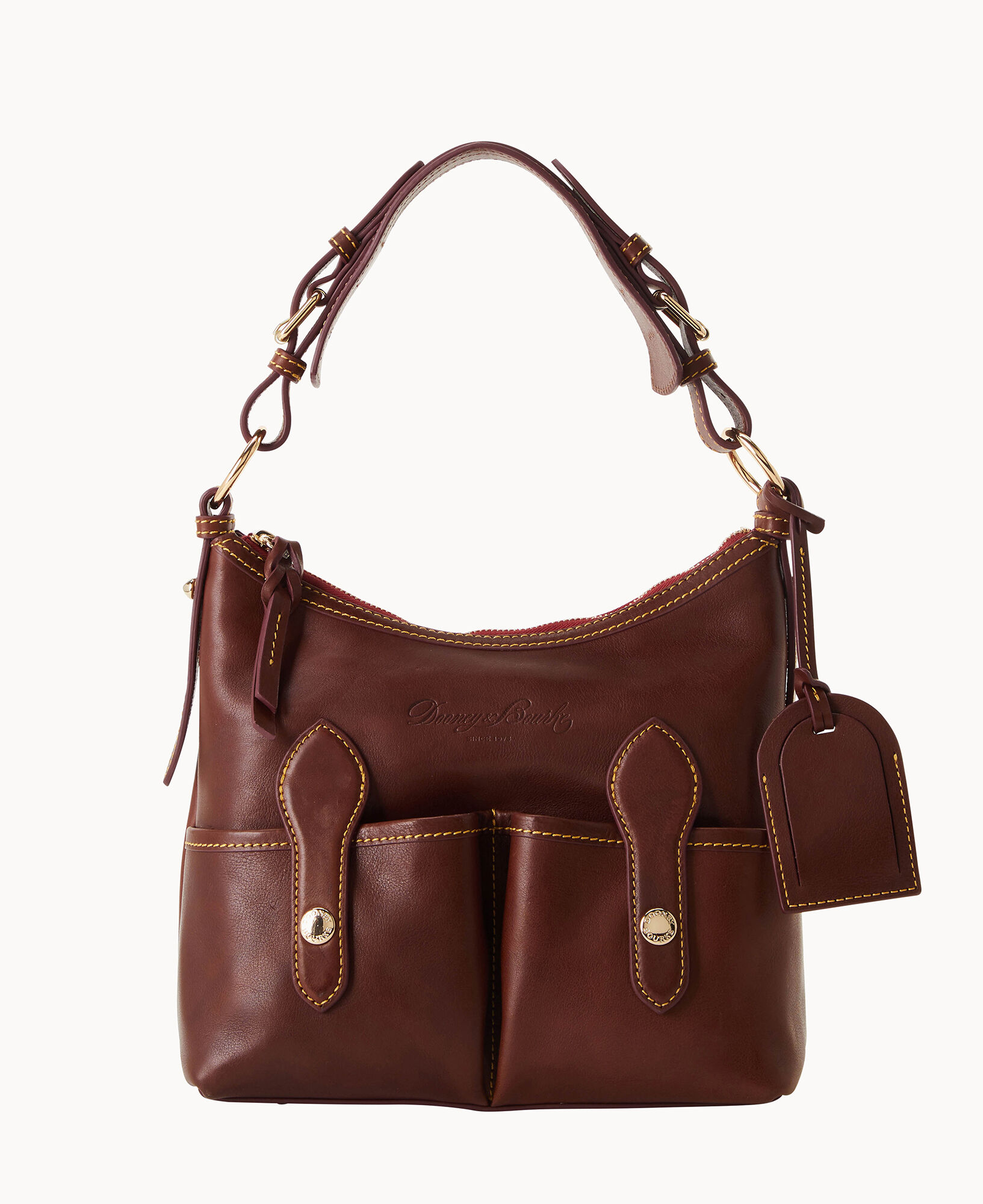 As Is Dooney & Bourke Florentine Leather Small Zipper Sac Chesnut