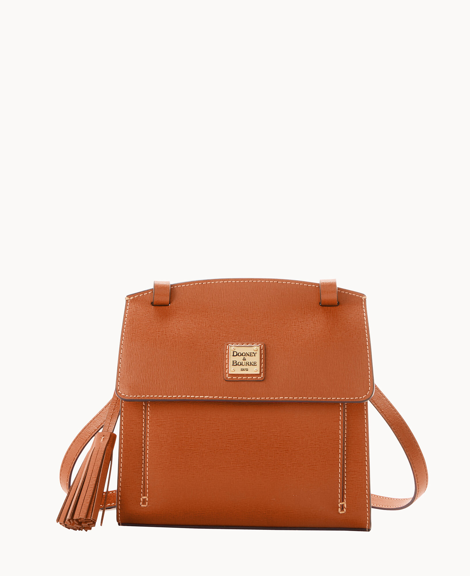Dooney & Bourke Saffiano Sawyer Apricot Leather Crossbody Bag