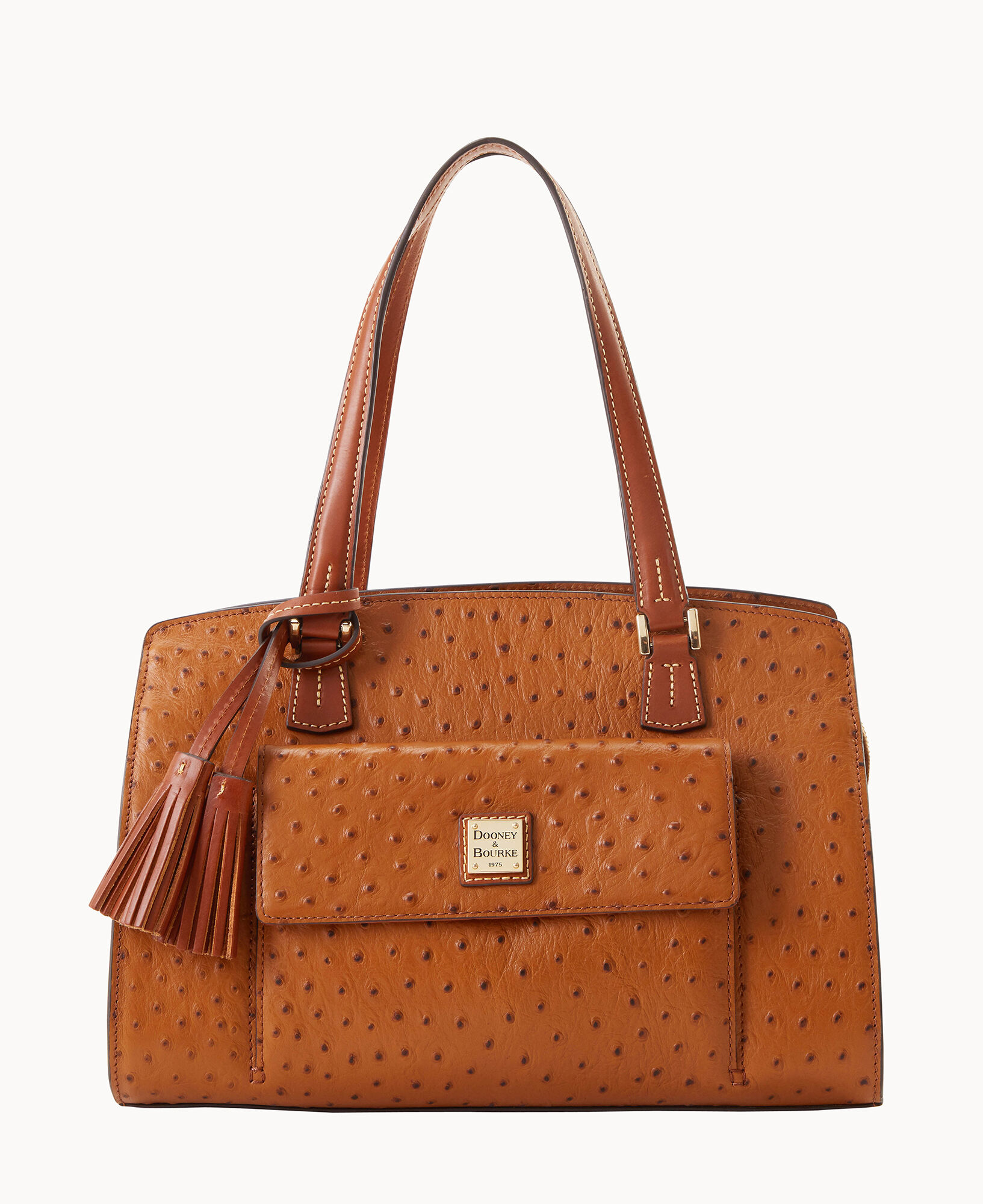 Dooney & Bourke Purse Ostrich Leather Handbag Orange Leather 